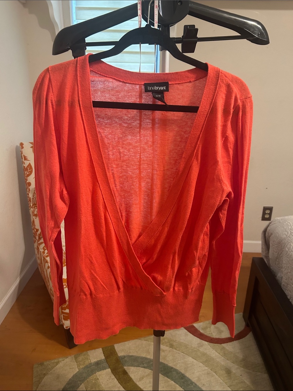 Lane Bryant Coral Knit Top with Ribbed Waistband